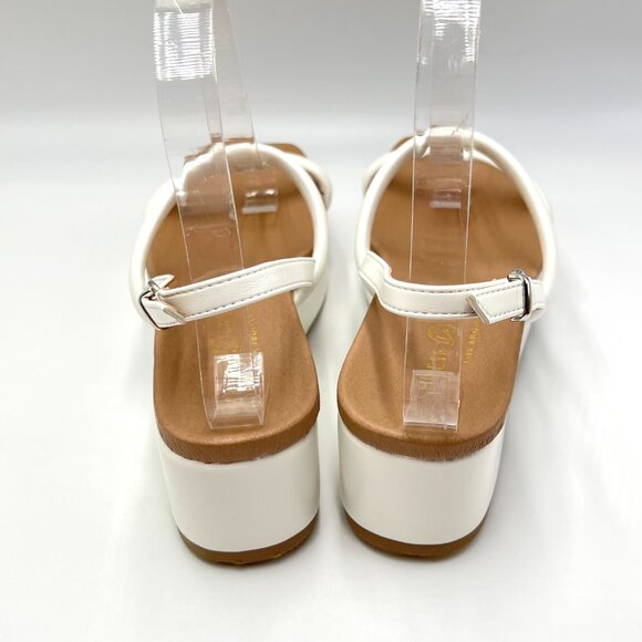 Chinese‎ Laundry Womens Size 6 Skippy White Vegan Leather Platform Sandals Shoes - Picture 7 of 15